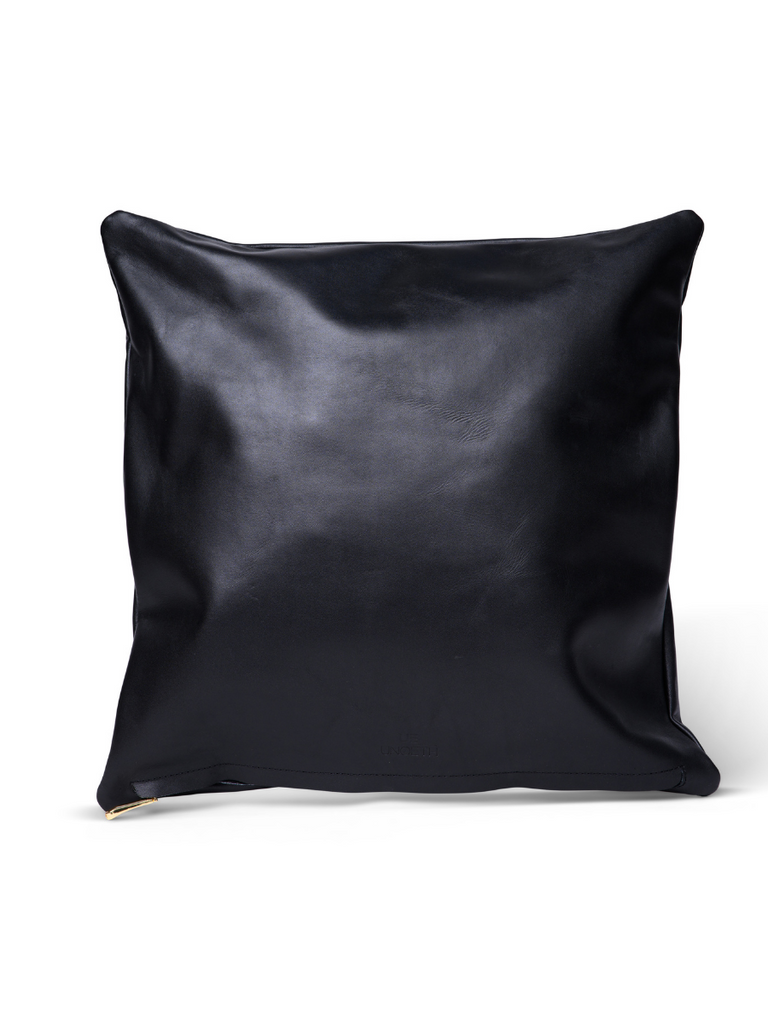 Black leather 2025 cushion covers