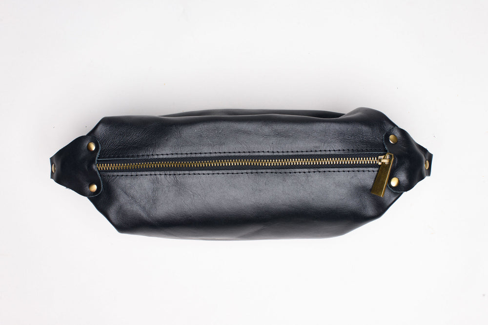 UnoEth Abel Leather Toiletry Travel Pouch - Black- Handmade in Ethiopia