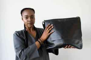 UnoEth Telak Leather Messenger Bag - Black - Handmade in Ethiopia