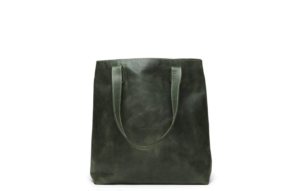 UnoEth Hanna Leather Tote - Forest Green - Handmade in Ethiopia