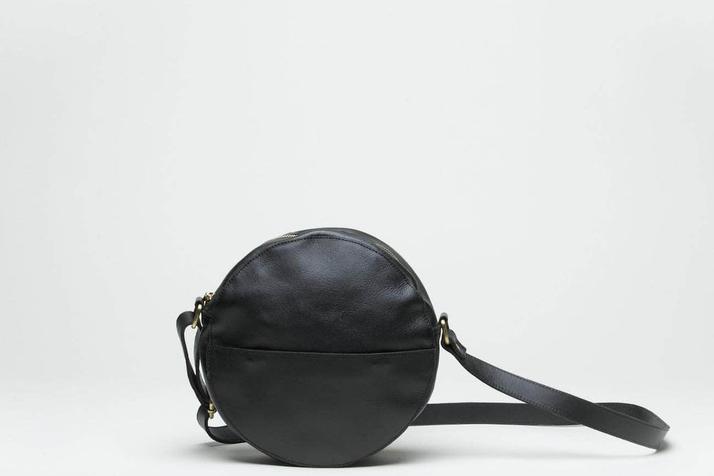 UnoEth Zuri Leather Circle Bag - Black - Handmade in Ethiopia