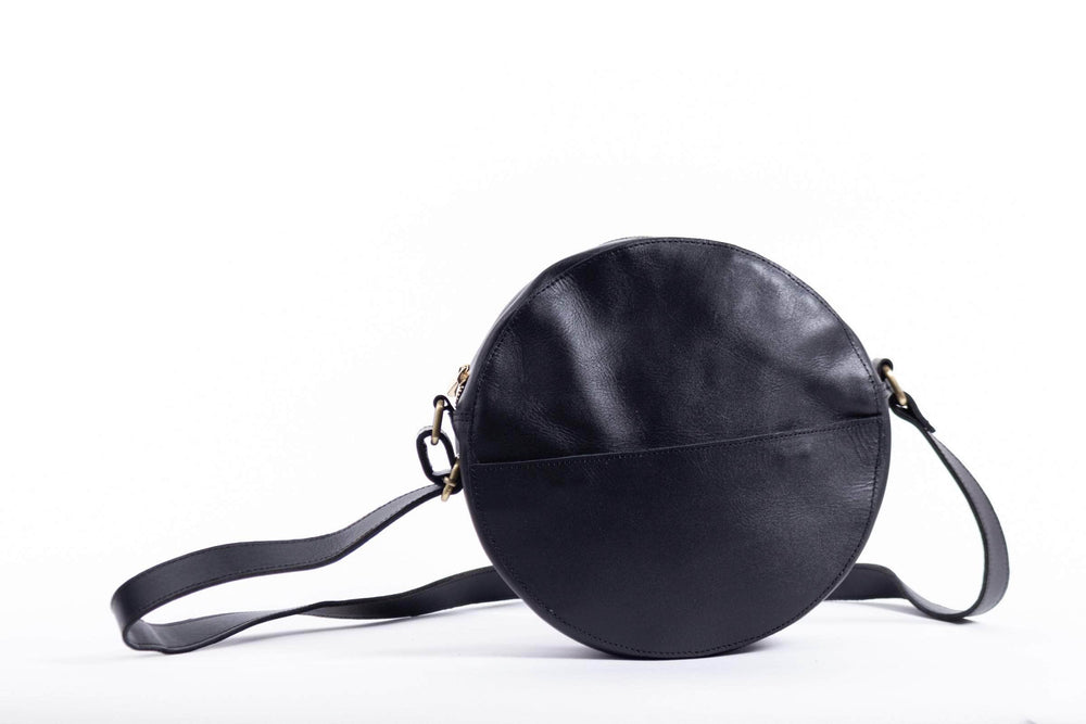 UnoEth Zuri Leather Circle Bag - Black - Handmade in Ethiopia