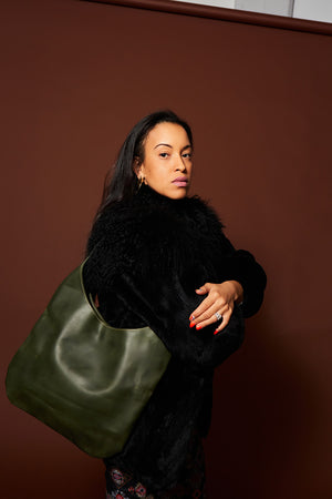 Shasha Leather Shoulder Bag - Forest Green