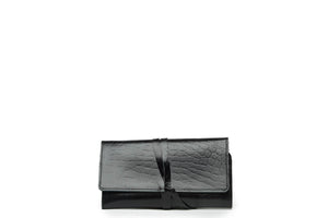 UnoEth Mesale Croc Print Leather Wrap Wallet - Black - Handmade in Ethiopia