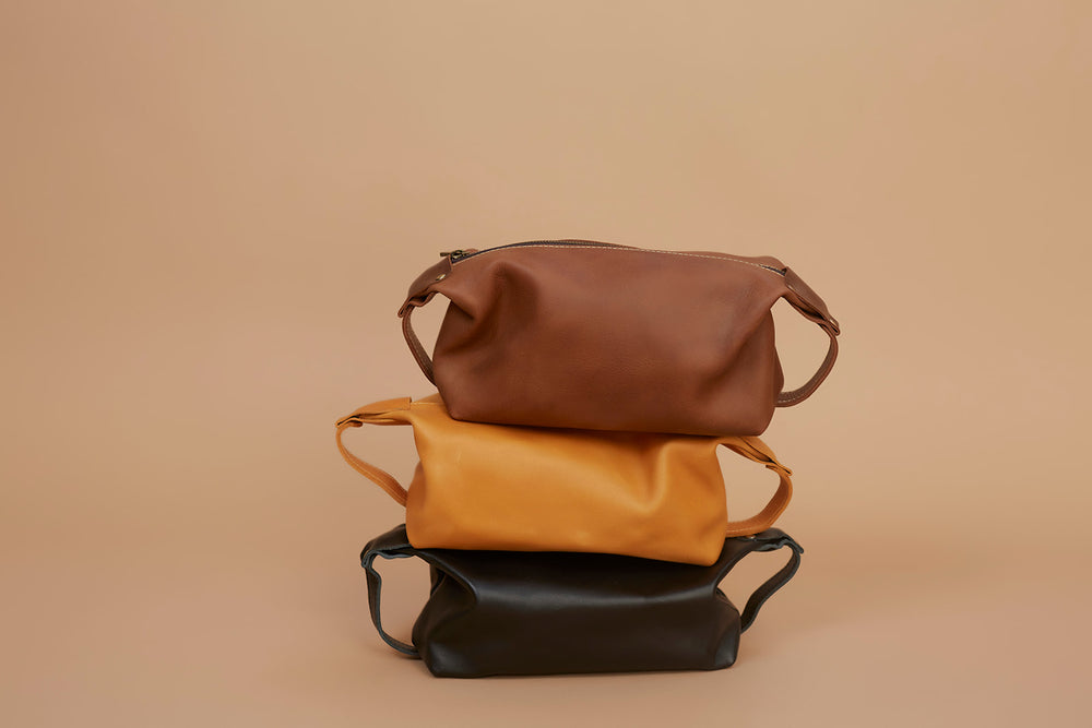UnoEth Abel Leather Toiletry Travel Pouch - Handmade in Ethiopia