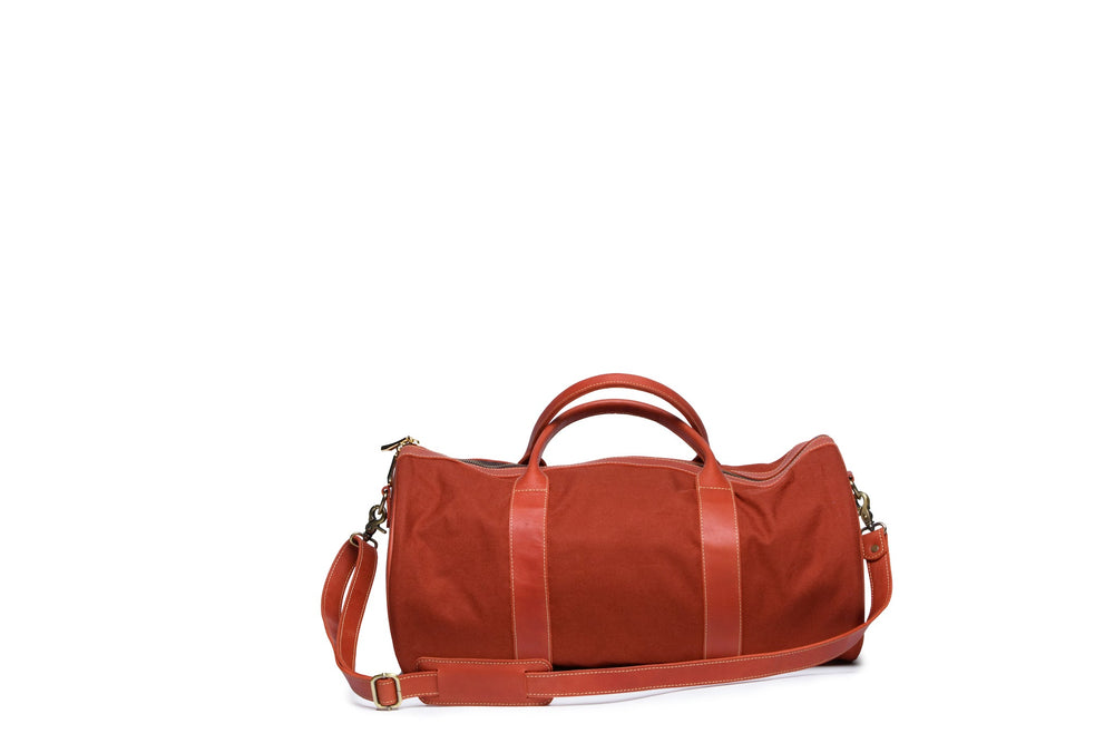 SAMPLE SALE Amadi Canvas and Leather Gym Bag - Red