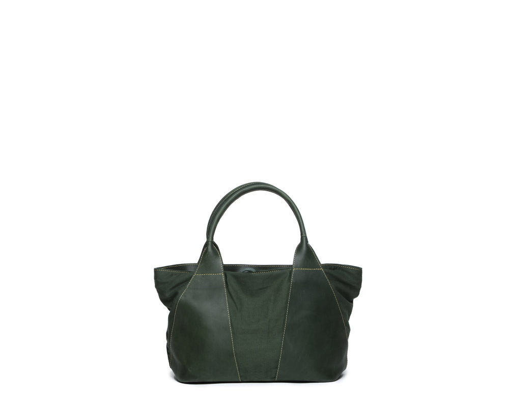 SAMPLE SALE Liya Canvas and Leather Handbag - Forest Green
