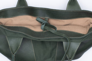 SAMPLE SALE Liya Canvas and Leather Handbag - Forest Green