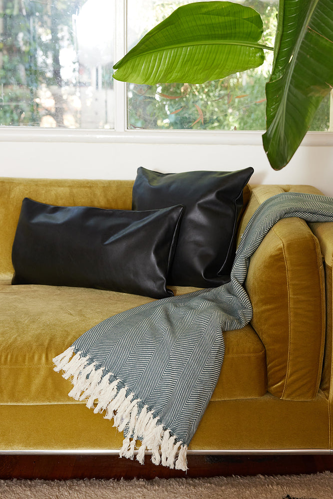 Aden Leather Pillow Cover - Black
