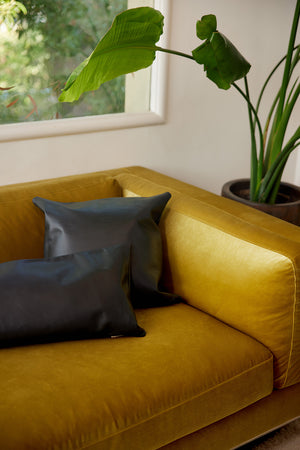 Aden Leather Pillow Cover - Black