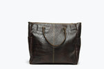 SAMPLE SALE Aida Oversized Square Leather Handbag - Almond Brown Croc Print
