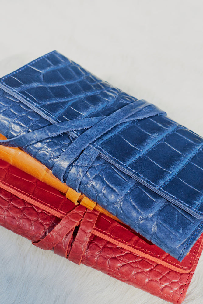 UnoEth Mesale Croc Print Leather Wrap Wallet - Handmade in Ethiopia