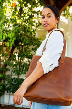 Hanna Leather Tote - Almond Brown - UnoEth