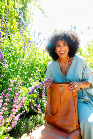 Hanna Leather Tote - Walnut