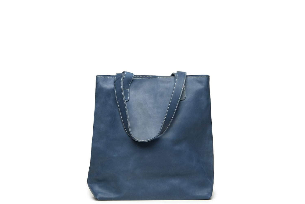 UnoEth Hanna Leather Tote - Nile Blue - Handmade in Ethiopia