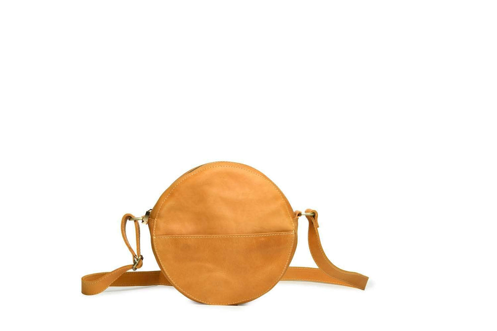 Zuri Leather Circle Bag - Walnut