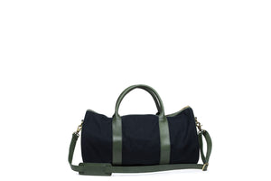 Amadi Canvas and Leather Gym Bag - Black and Forest Green