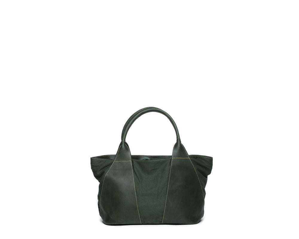 Liya Canvas and Leather Handbag - Forest Green