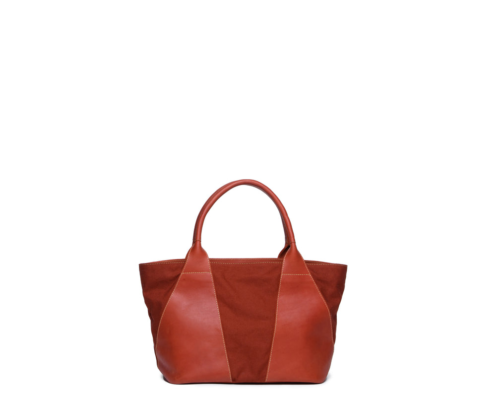 Liya Canvas and Leather Handbag - Red