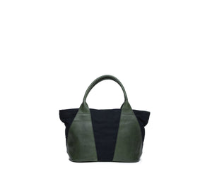 
            
                Load image into Gallery viewer, Liya Canvas and Leather Handbag - Black and Forest Green
            
        