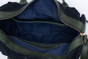 
            
                Load image into Gallery viewer, Amadi Canvas and Leather Gym Bag - Black and Forest Green
            
        