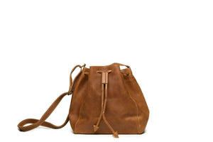 Konjo Leather Bucket Bag - Almond Brown