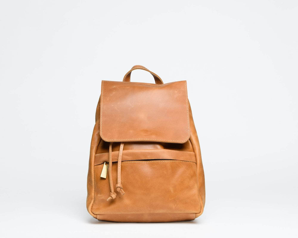 UnoEth Mini Enku Leather Backpack - Walnut - Handmade in Ethiopia