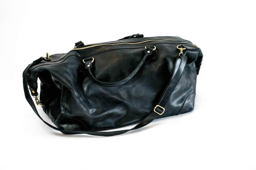 UnoEth Guzzo Leather Duffle Bag - Black - Handmade in Ethiopia