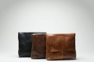 Telak Leather Messenger Bag - Almond Brown - UnoEth