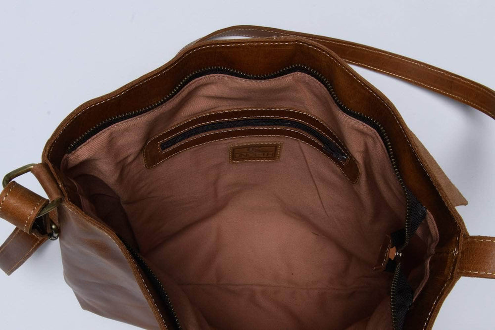 
            
                Load image into Gallery viewer, UnoEth Telak Leather Messenger Bag - Almond Brown - Handmade in Ethiopia
            
        