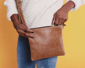 
            
                Load image into Gallery viewer, UnoEth Amara Leather Crossbody - Almond Brown - Handmade in Ethiopia
            
        