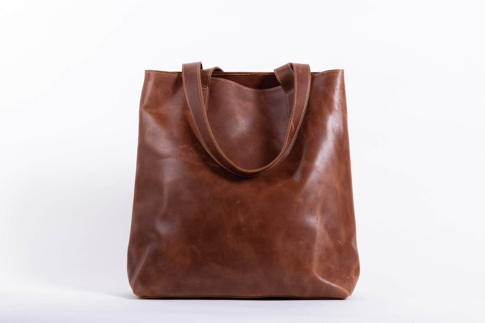 Hanna Leather Tote - Almond Brown