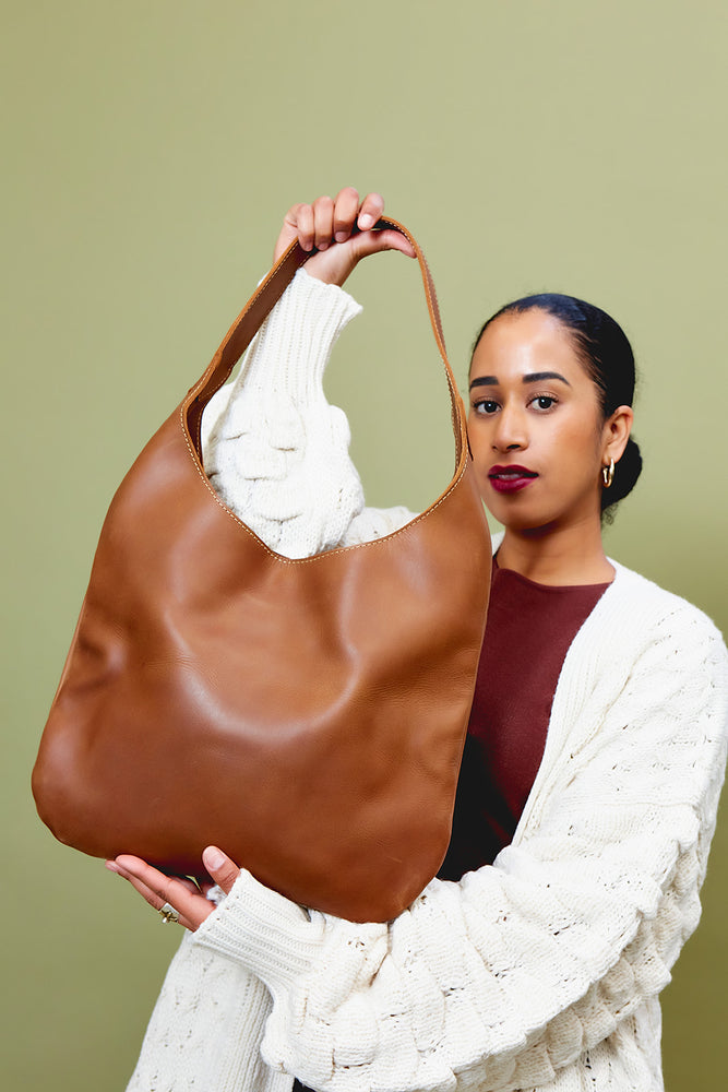 Shasha Leather Shoulder Bag - Almond Brown by UnoEth