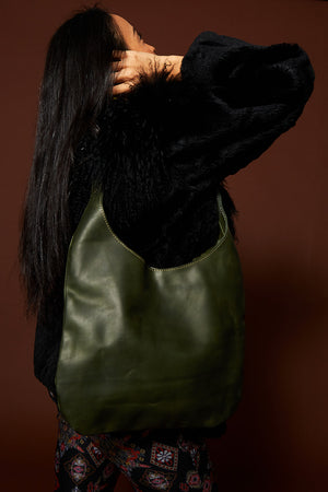Shasha Leather Shoulder Bag - Forest Green