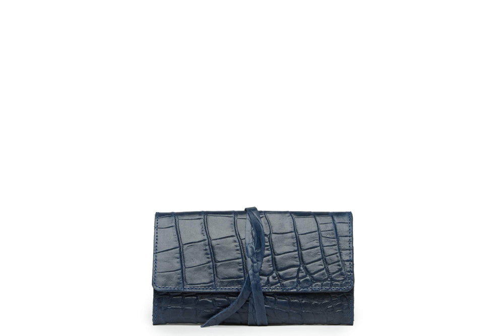 
            
                Load image into Gallery viewer, UnoEth Mesale Croc Print Leather Wrap Wallet - Nile Blue Croc Print - Handmade in Ethiopia
            
        