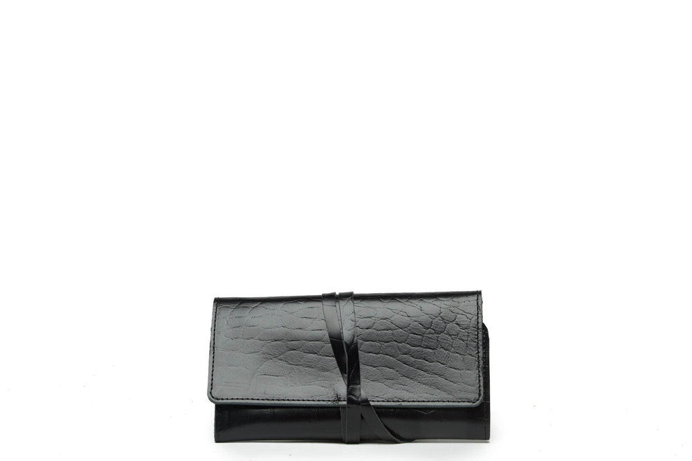 
            
                Load image into Gallery viewer, UnoEth Mesale Croc Print Leather Wrap Wallet - Black - Handmade in Ethiopia
            
        
