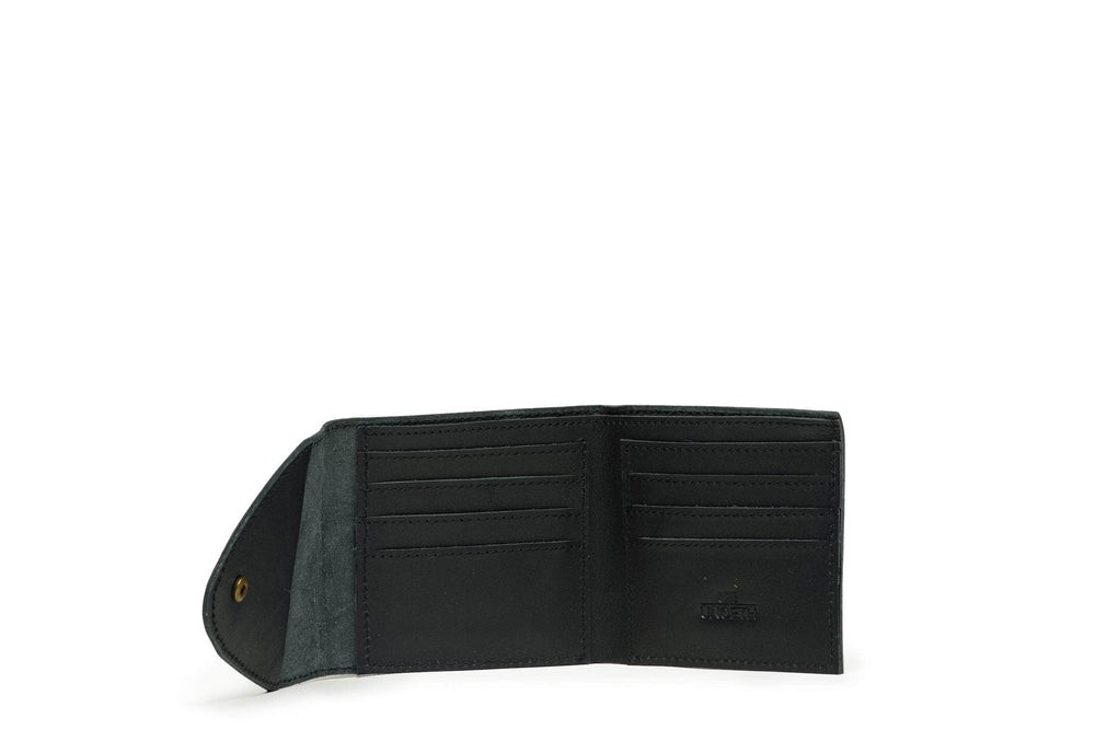 UnoEth Dessi Leather Tri-fold Wallet - Black - Handmade in Ethiopia