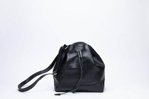 Konjo Leather Bucket Bag - Black - UnoEth