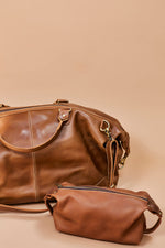 UnoEth Guzzo Leather Duffle Bag - Almond Brown - Handmade in Ethiopia