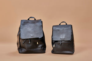 UnoEth Mini Enku Leather Backpack - Black - Handmade in Ethiopia