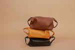UnoEth Abel Leather Toiletry Travel Pouch - Almond Brown - Handmade in Ethiopia